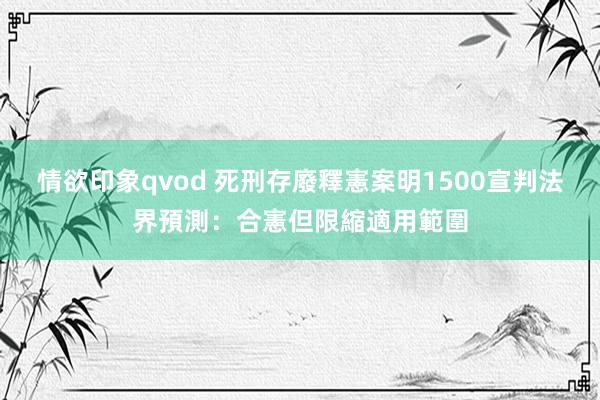 情欲印象qvod 死刑存廢釋憲案明1500宣判　法界預測：合憲但限縮適用範圍